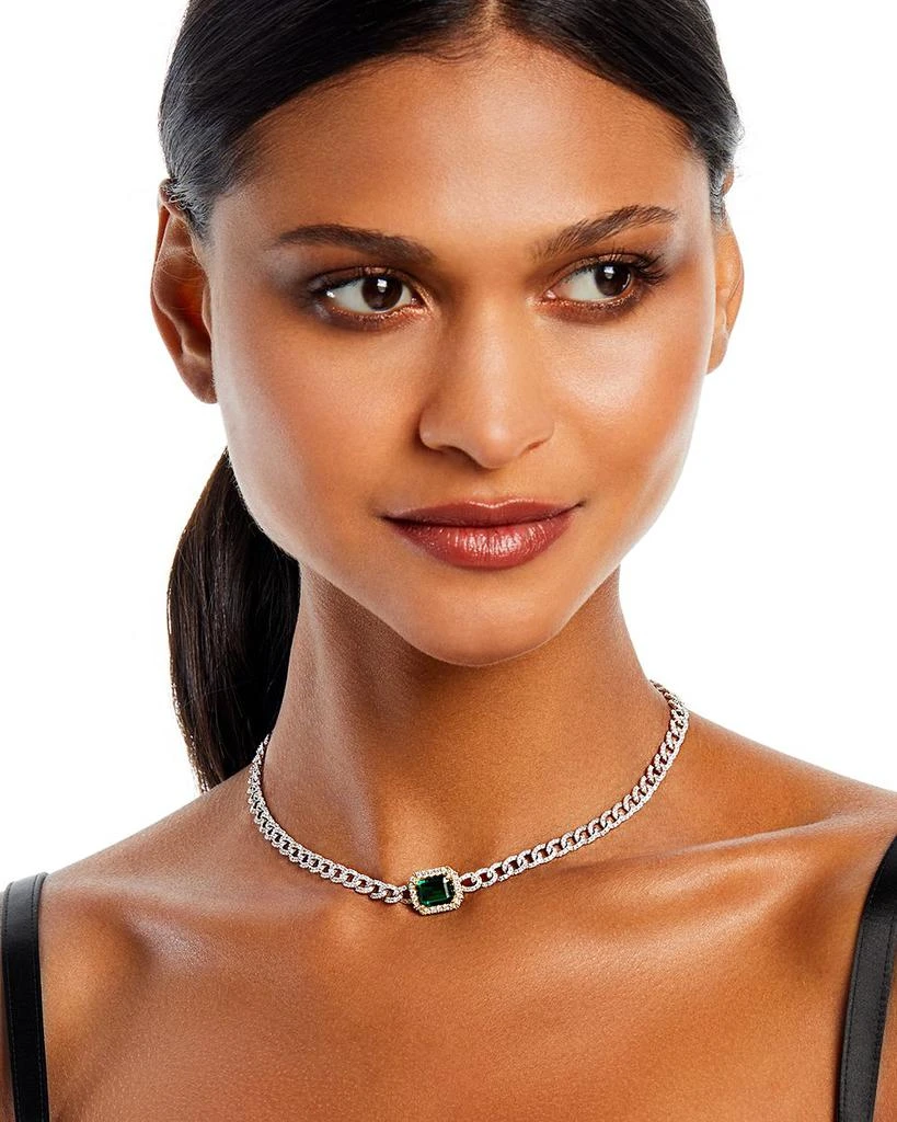 Bloomingdale's Fine Collection Emerald & Diamond Link Choker Necklace in 14k Yellow & White Gold, 14-18" - Exclusive 1