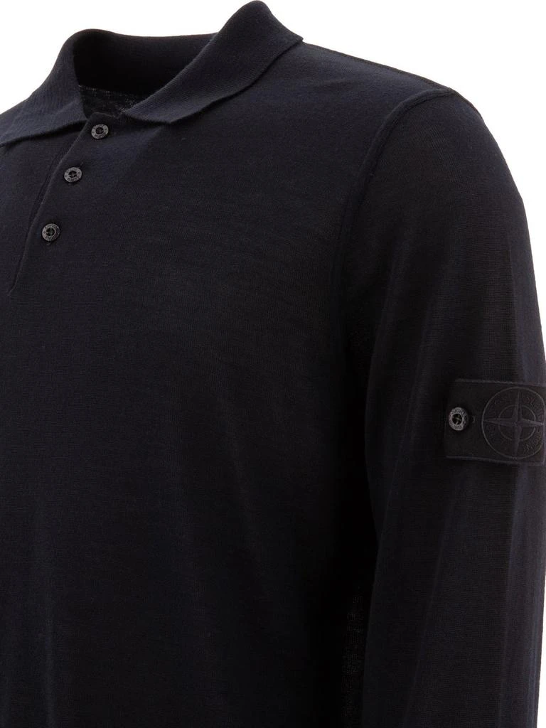 Stone Island Stone Island Compass-Badge Long-Sleeved Knitted Polo Top 4