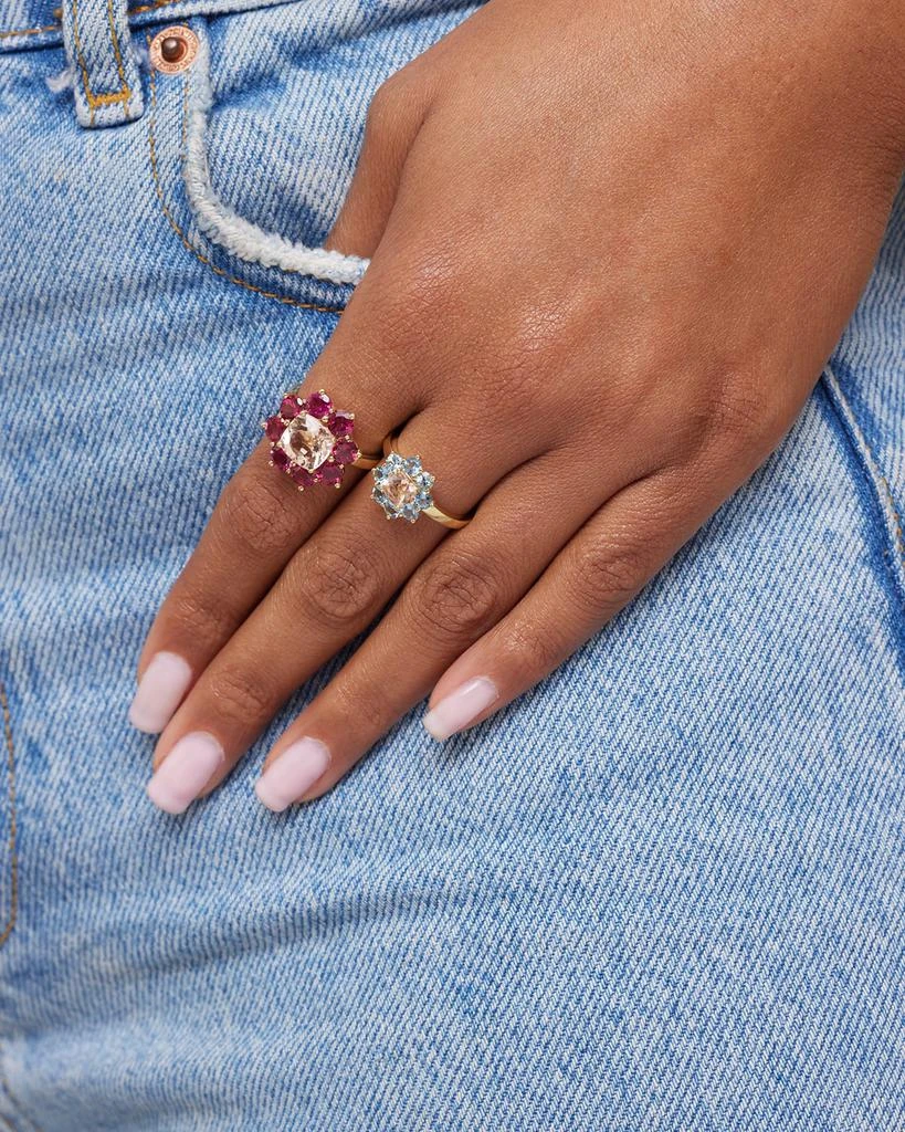 Jennifer Meyer 18k Yellow Gold Aquamarine and Morganite Ring 3