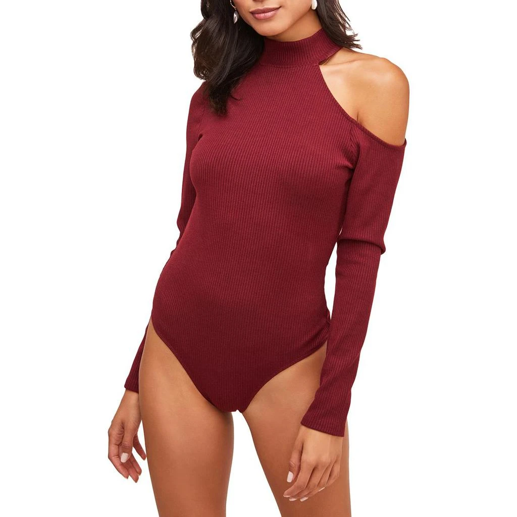 ASTR Junction Womens Cold Shoulder Mock Neck Bodysuit 3