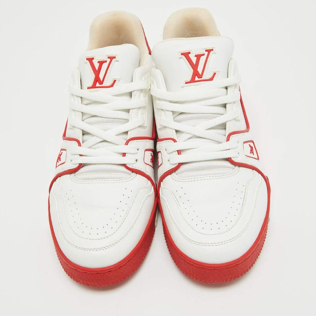 Louis Vuitton Louis Vuitton White/Red Leather LV Trainer Sneakers Size 39.5  3