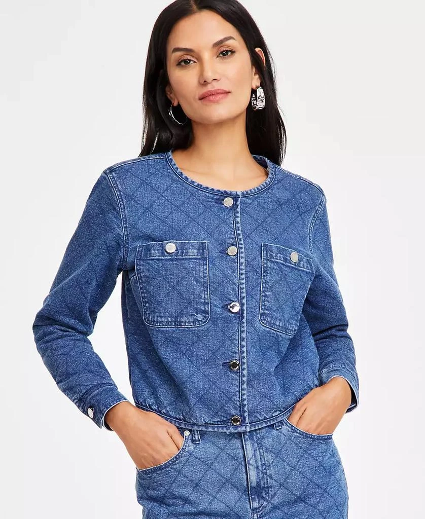 INC International Women's Quilted Denim Jacket, Exclusively at Macy's 1