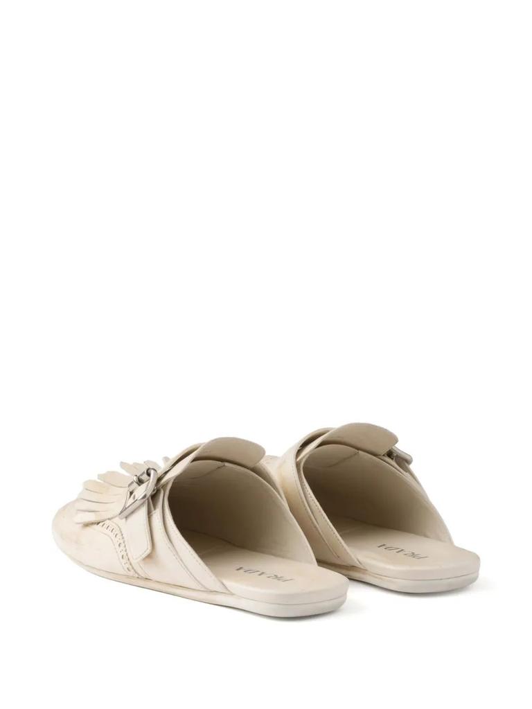スリッポン PRADA IVORY LEATHER SHUFFLE SLIPPERS Prada Ivory Leather Shuffle Slippers | italist