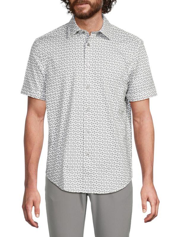 BUGATCHI Print Short Sleeve Shirt