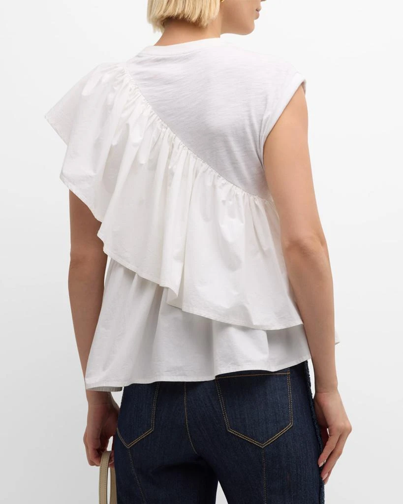 Cinq a Sept Micki Asymmetric Ruffle Sleeveless Cotton Top 6