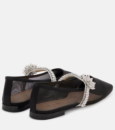 Mach & Mach Crystal Flower embellished mesh ballet flats 2
