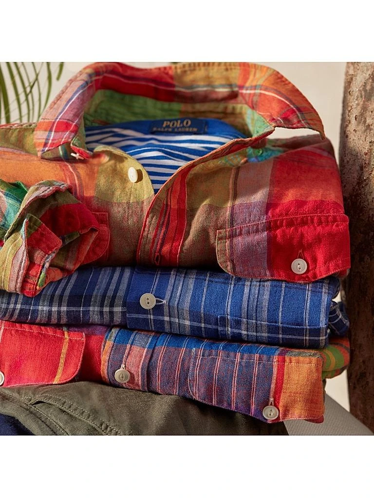 Ralph Lauren Classic-Fit Plaid Linen Workshirt 7