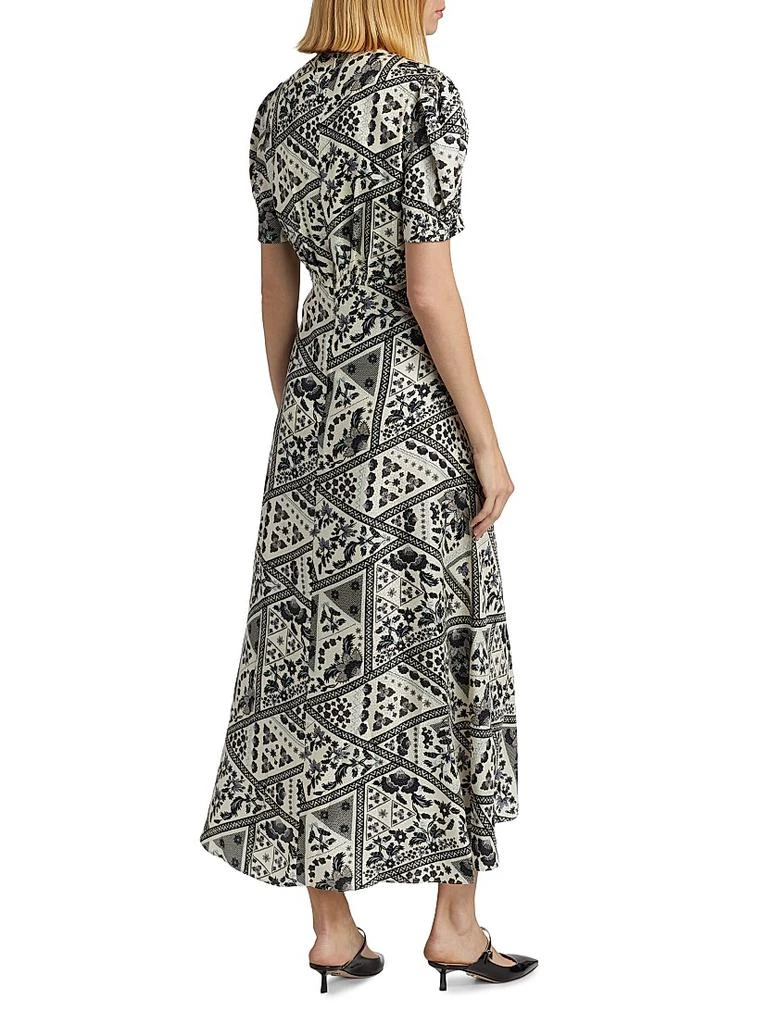 self portrait floral vine cape midi dress self-portrait - Yellow Floral Cotton Midi Dress