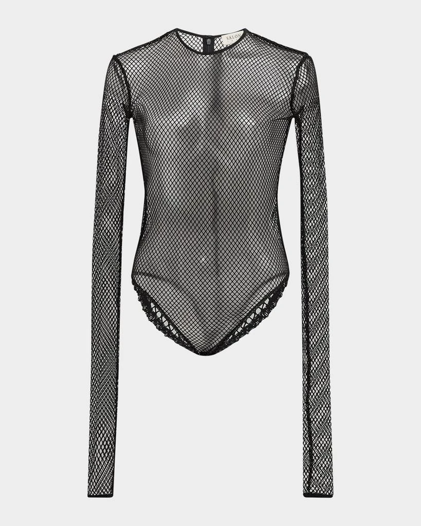 Salon 1884 Tyce Fishnet Long-Sleeve Bodysuit 1