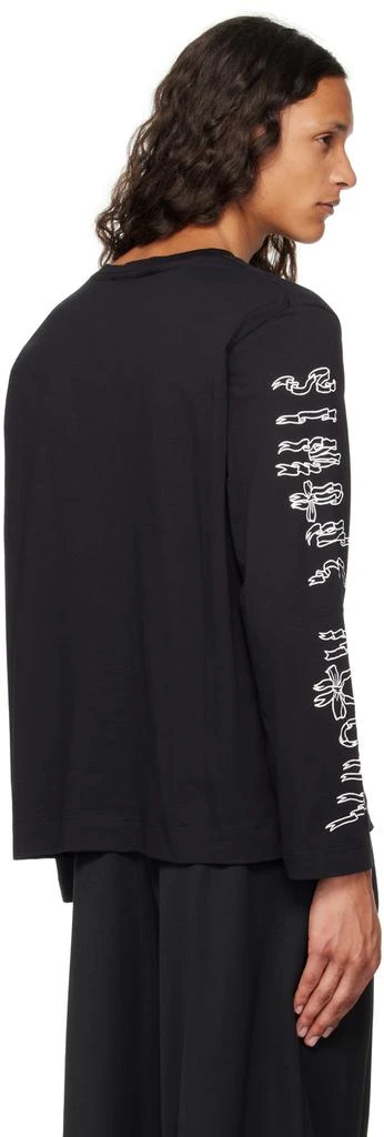 Simone Rocha Black Printed Ribbon Logo Long Sleeve T-Shirt 3