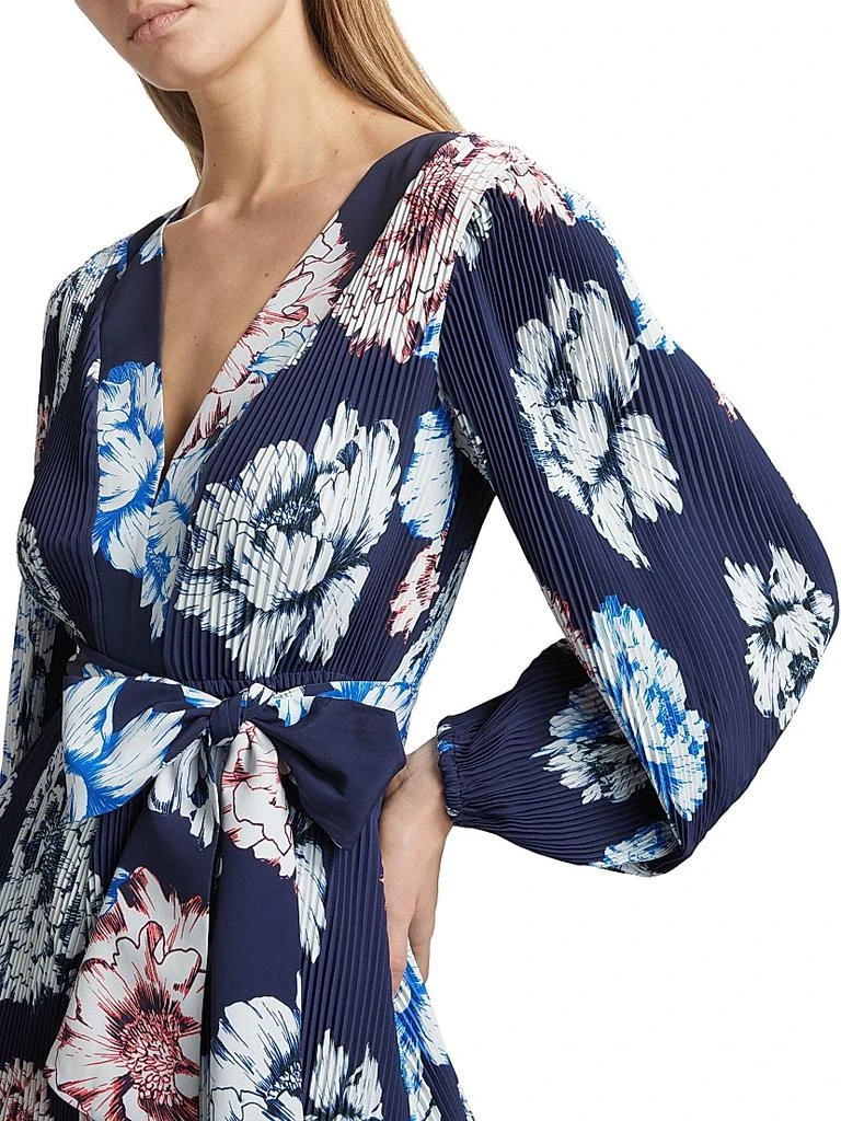Liv Floral Pleated Midi-Dress  On Sale Now with Up to 63% Off | Discover  Exclusive Deals & Savings at BeyondStyle  Authentic Milly women's  apparel|contemporary|dresses|pleated|v-neck|long sleeve|mini-length|floral|Women's|women's|a-line|modern  with ...