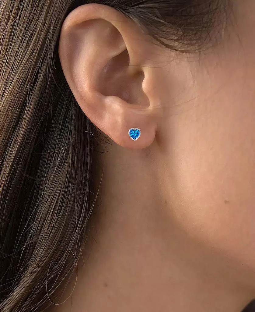 Macy's Heart Bezel Stud Earrings in Sterling Silver with Tanzanite 2