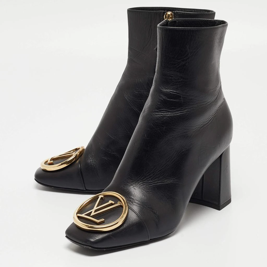 Louis Vuitton Louis Vuitton Black Leather Madeleine Block Heel Ankle Boots Size 37 2