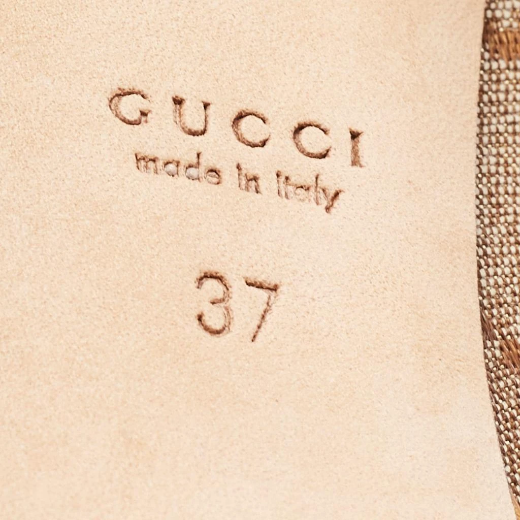 Gucci Gucci Bronze GG Canvas and Leather New Hollywood Horsebit Peep Toe Pumps Size 37 8