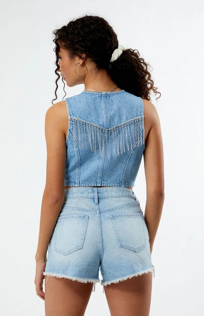 PacSun Light Indigo V-Neck Denim Vest 4