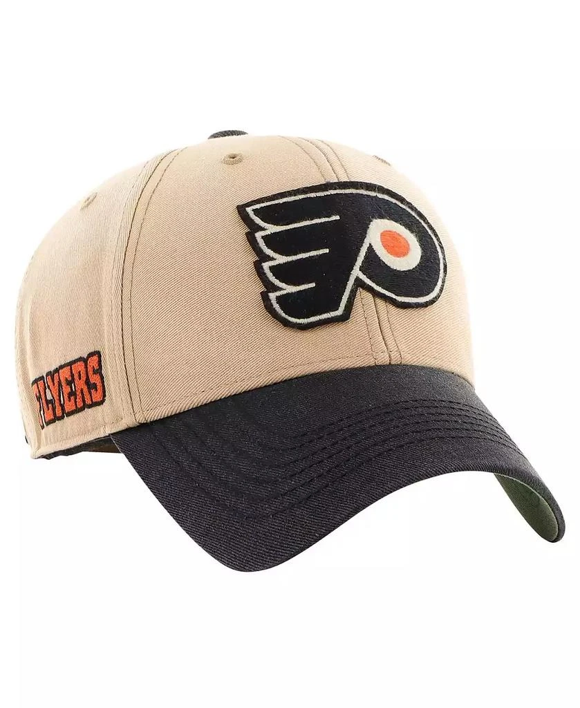 47 Brand Men's Khaki, Black Distressed Philadelphia Flyers Dusted Sedgwick MVP Adjustable Hat 1