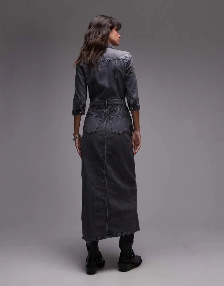 ALL SAINTS AllSaints Blair denim maxi dress in washed black 4