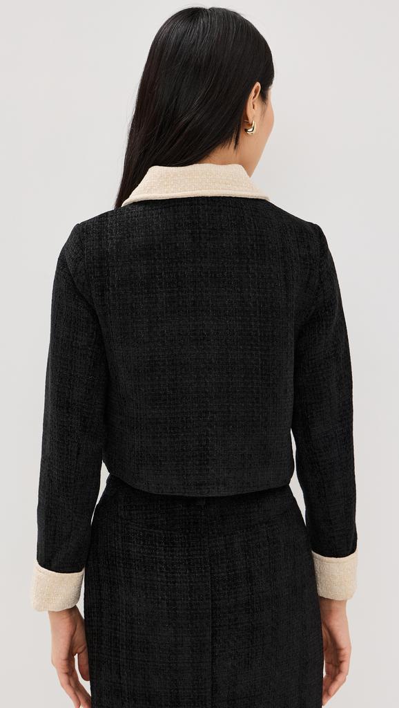 Moon River Long Sleeve Gold Button Closure Cropped Blazer