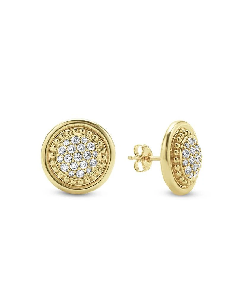 LAGOS 18K Gold & Ceramic Meridian Diamond Stud Earrings 3