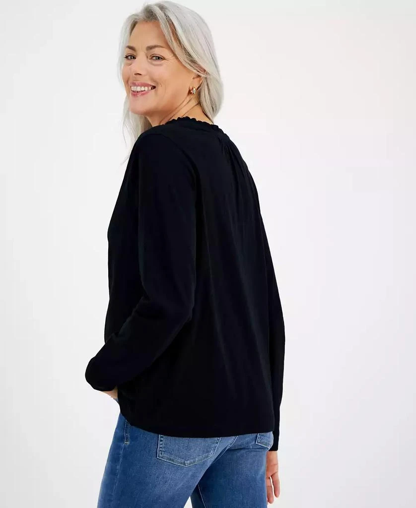 Style & Co Women's Cotton Long Sleeve Ruffled Top, Created for Macy's 2