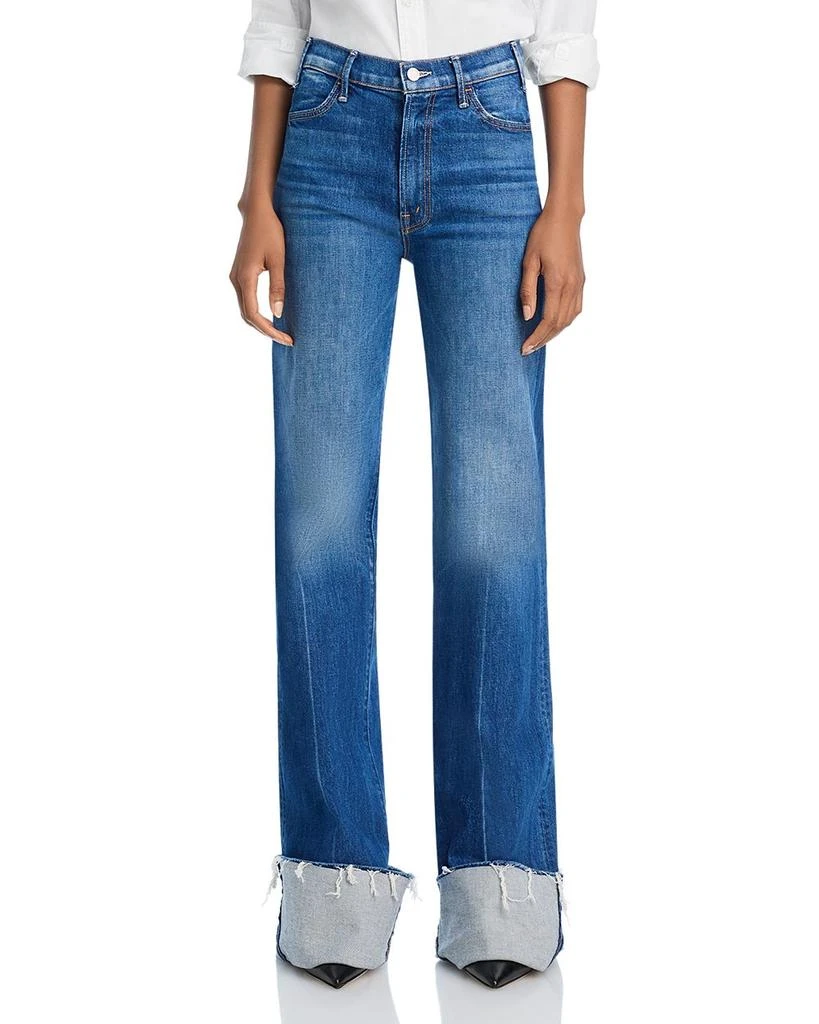 MOTHER Hustler Roller Heel Frayed Cuff Jeans in It's A Small World 7