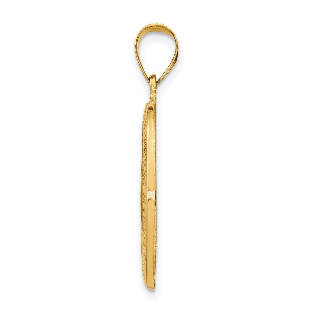 Diamond2Deal 14k Yellow Gold Polished and Satin Miraculous Medal Hollow Pendant