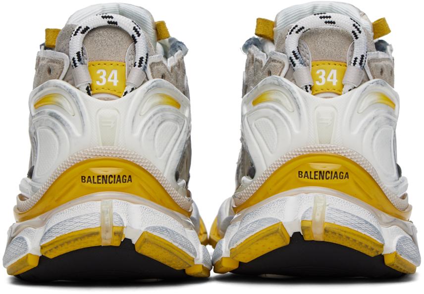 Balenciaga White & Yellow Runner Sneakers