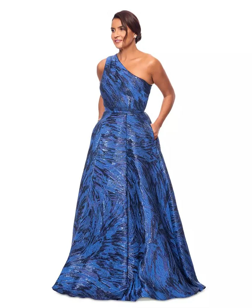 Shop Women's One-Shoulder Metallic Jacquard Gown on Sale at