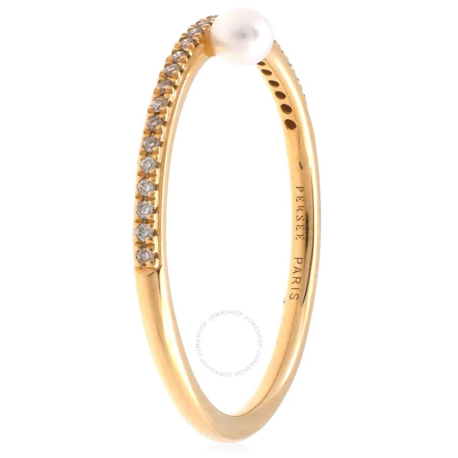 Persée Persee Paris Aphrodite Hanging 18K Gold Ring w. Diamonds & Pearl, Size 50 3