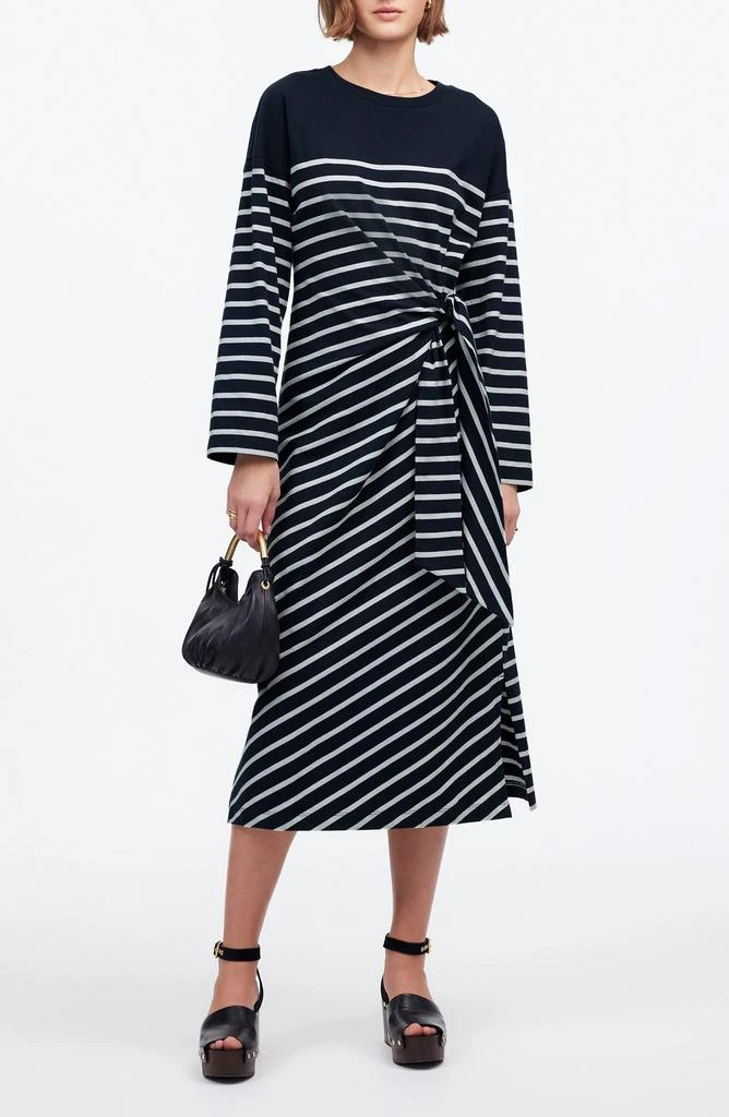 Madewell Stripe Side Tie Long Sleeve Knit Maxi Dress