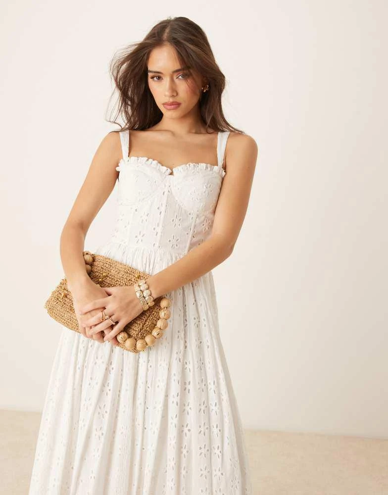 white christmas dresses Synthweb Cotton Broderie Hem Midaxi Dress | Disturbia main image 1