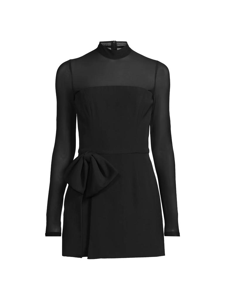 Black Halo Sylvie Shadow Mesh Bow Playsuit