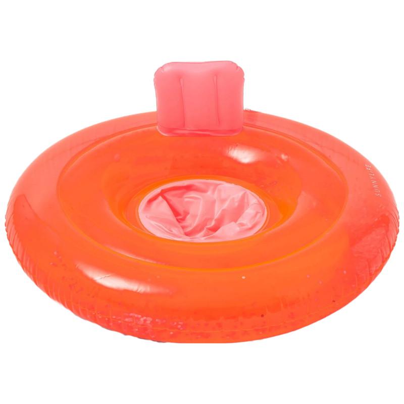 Sunnylife Inflatable glittery bubba seat in neon coral