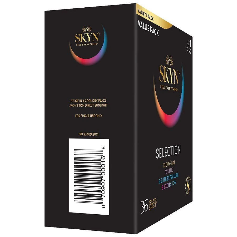SKYN Selection Non-Latex Lubricated Condoms Sensual Masking, Nominal Width: 53 mm, Natural 6