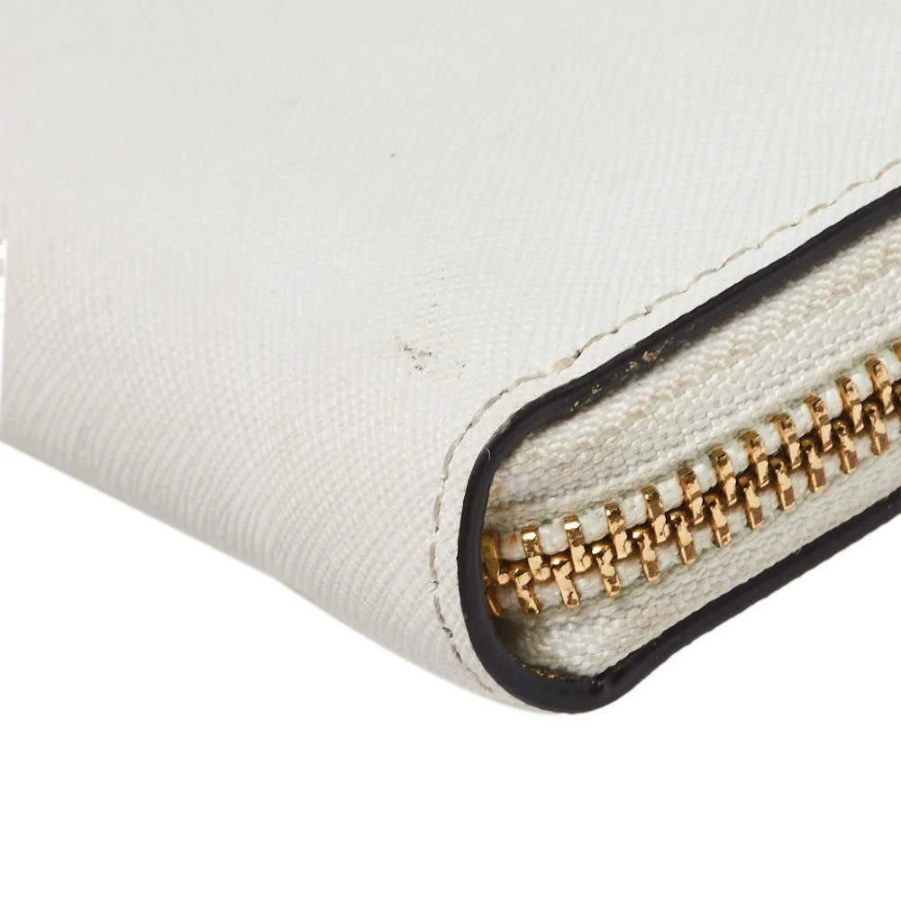 DKNY Dkny White Saffiano Leather Zip Around Continental Wallet 10