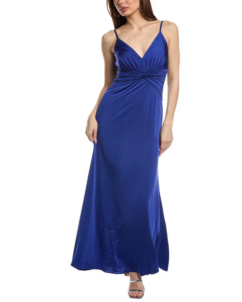 eliza j ruched cocktail dress Eliza J One-Shoulder Ruched Satin Cocktail Dress - Pine