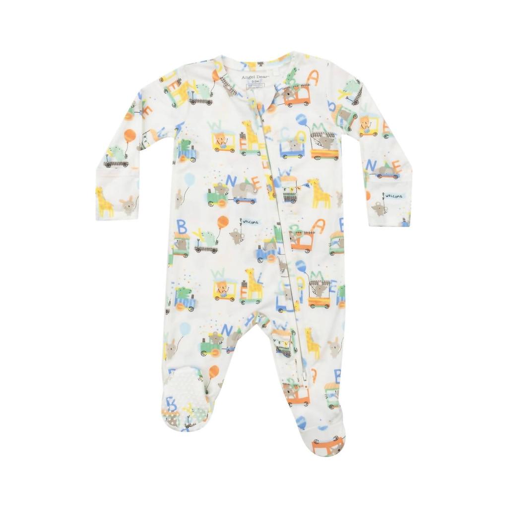 Angel Dear Baby's Zipper Footie In Animal Train