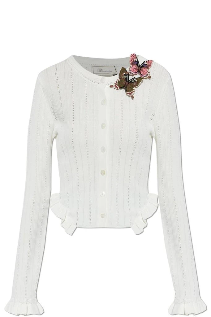 BLUMARINE Blumarine Butterfly Appliqué Ruffled Cardigan 1