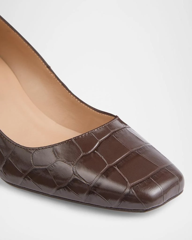 LK Bennett Sally Croco Square-Toe Block-Heel Pumps 3