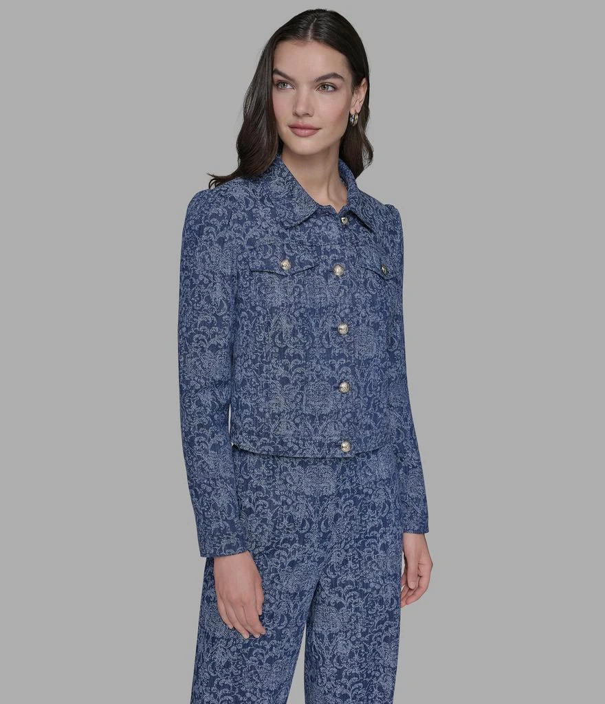 Karl Lagerfeld Paris BROCADE PRINT DENIM JACKET 5