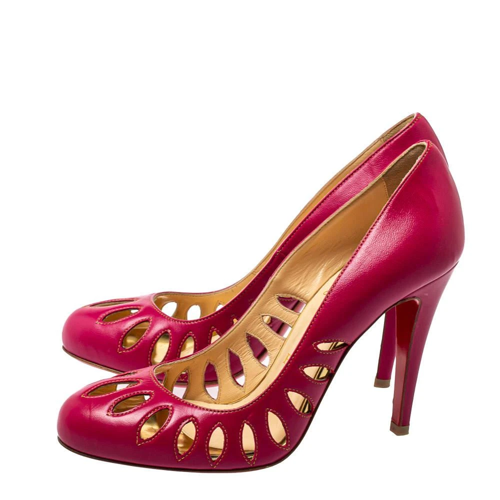 Christian Louboutin Christian Louboutin Pink Leather Laser Cut Pumps Size 36.5 4