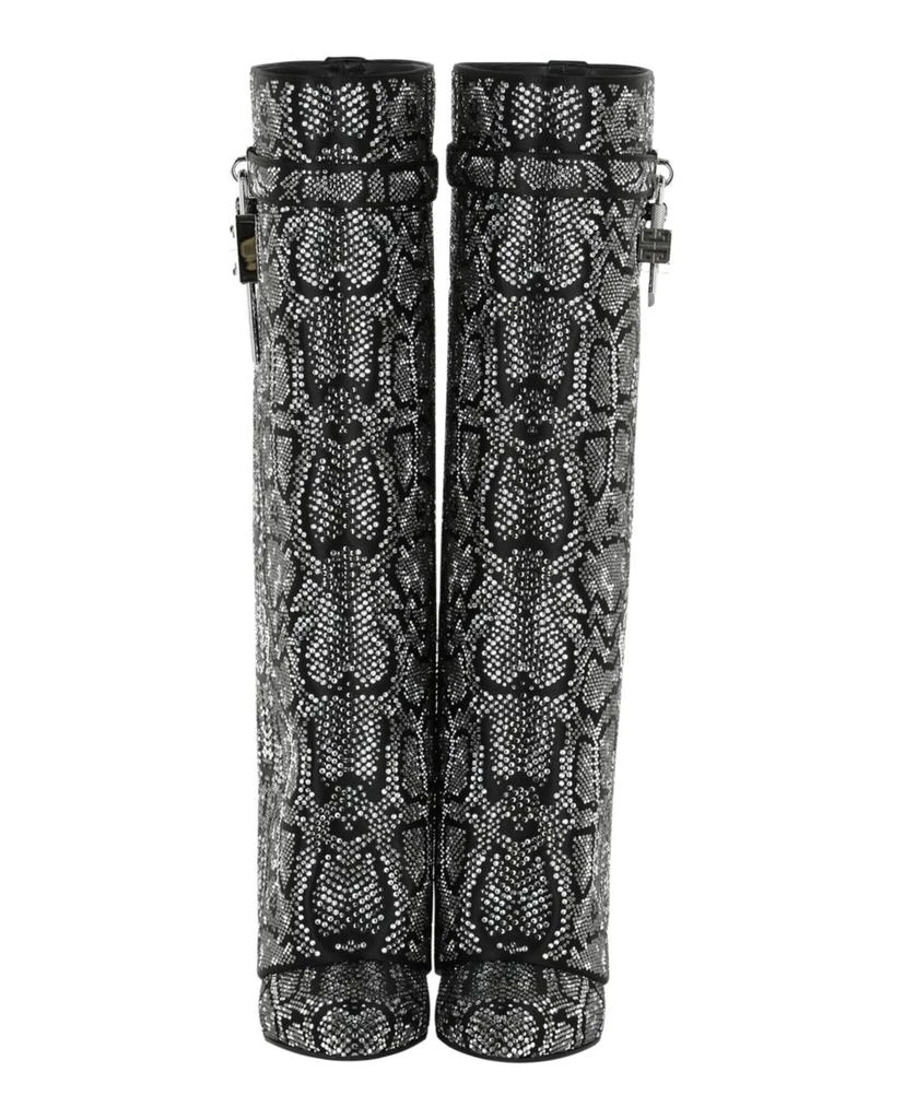 Givenchy Shark Lock Boots In Satin With Python Effect Strass 5