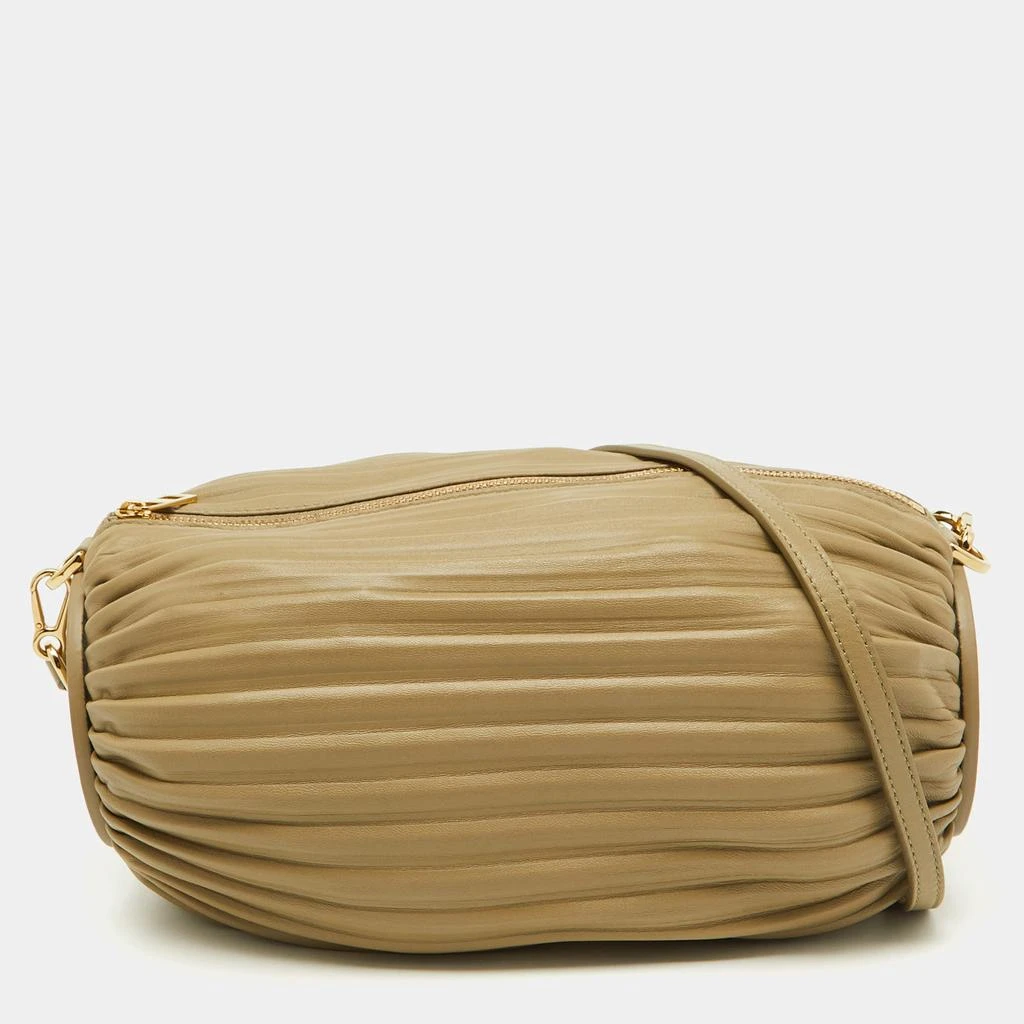 Loewe Loewe Clay Green Pleated Leather Bracelet Pouch Shoulder Bag 1