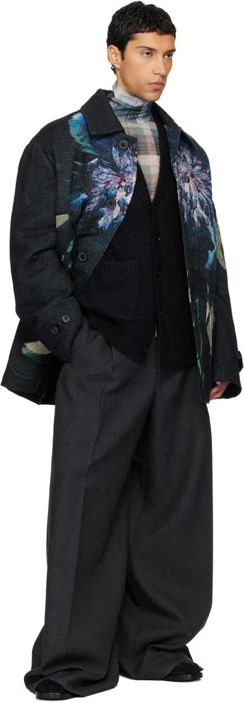 Dries Van Noten Black Jacquard Coat 4