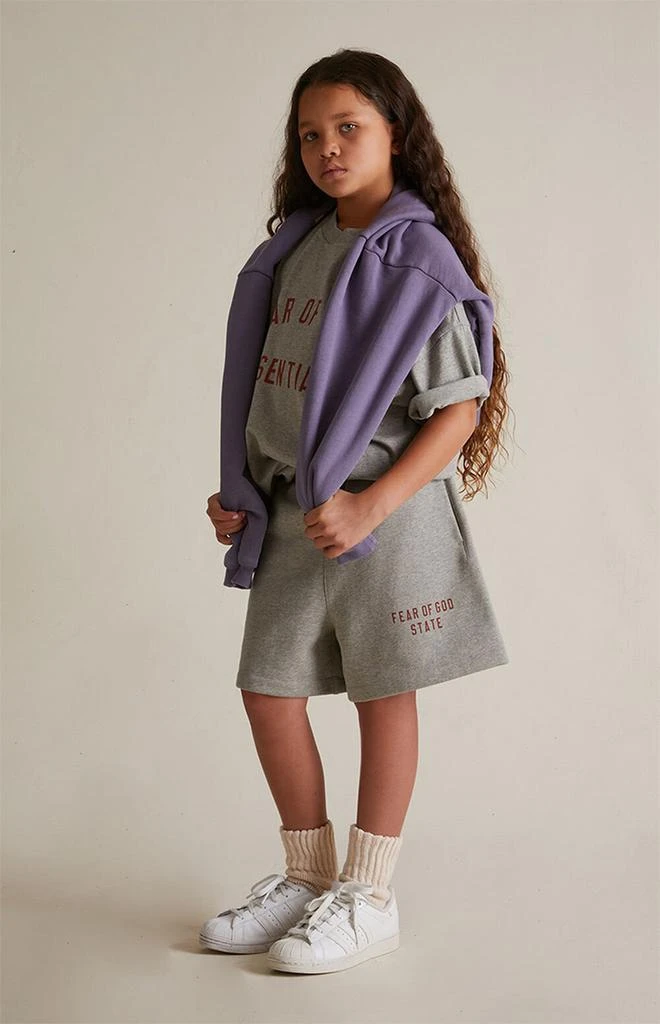 Essentials Kids Dark Heather Oatmeal Fleece Soccer Sweat Shorts 2