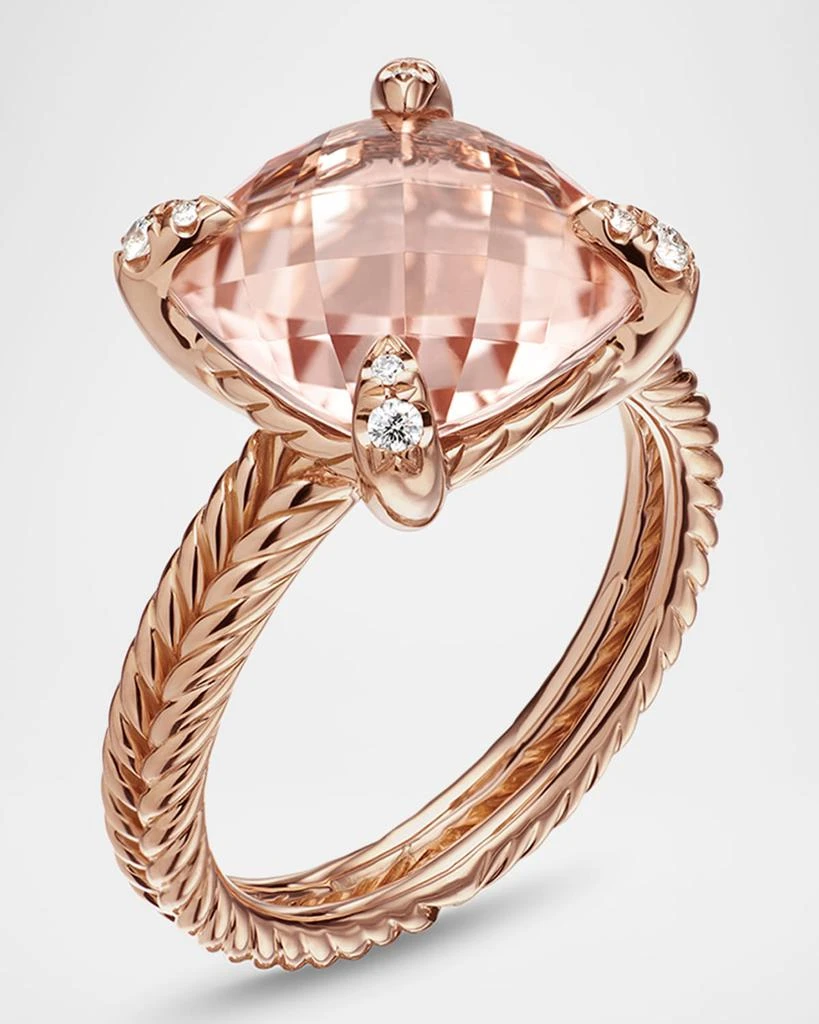 David Yurman Chatelaine 11mm Rose Gold  Ring with Morganite & Diamonds 3