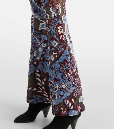 ETRO Floral velvet jacquard flared pants 5