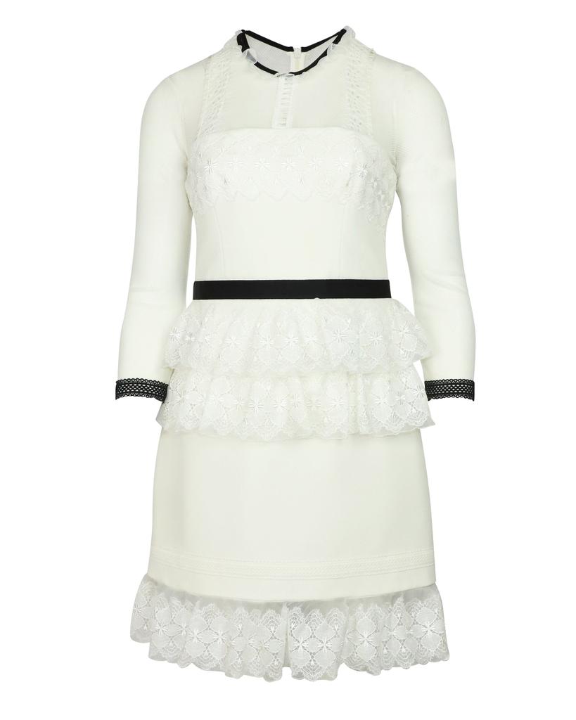 Three Floor Duchess Dress in White Polyester