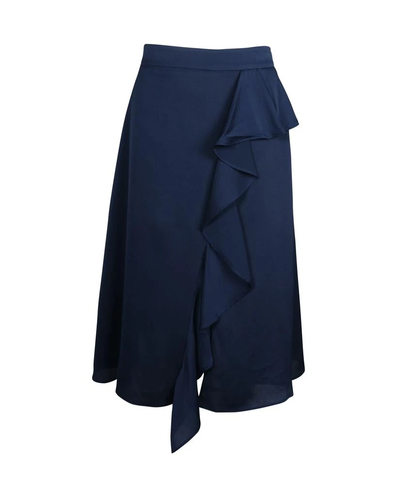 IRIS & INK Ruffled Midi Skirt in Navy Blue Polyester 1