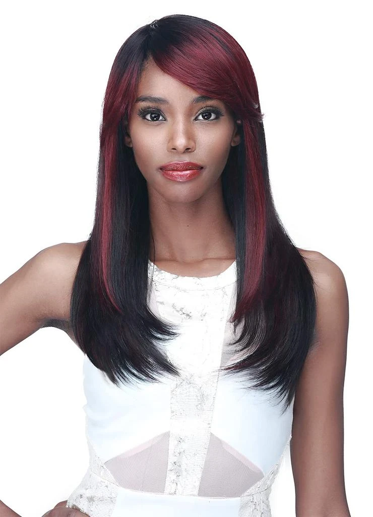 BOBBI BOSS BOBBI BOSS Soft Blowout Straight Synthetic Wig -M1030 CASHLIN, Special Color Wigs with High Heat Resistant Wigs (TBH1B/BURGUNDY)